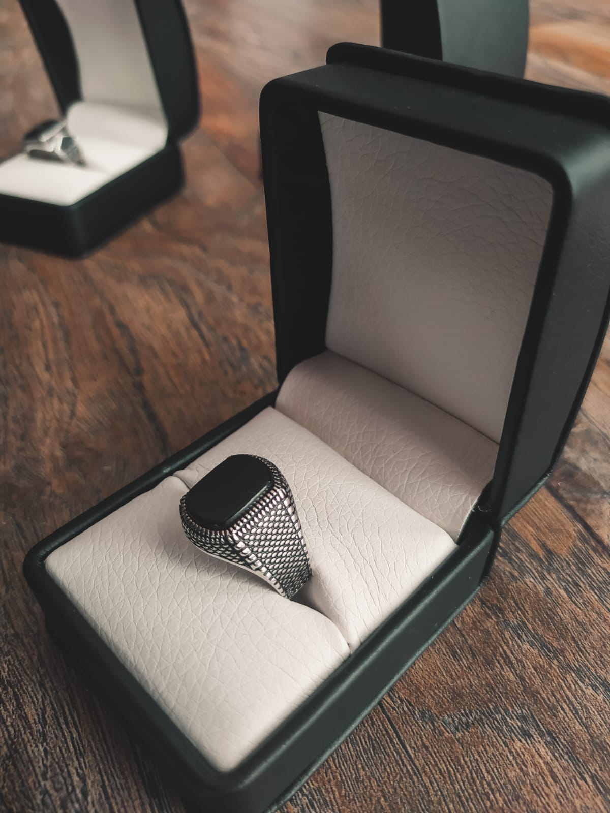 Anillo de Plata de Ley 925 Vintage con diseño de ónix negro