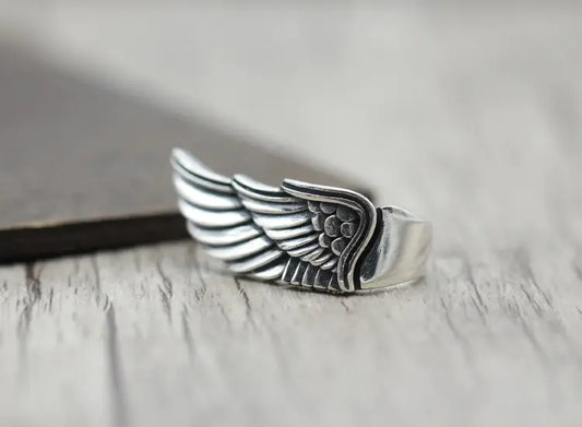 Vintage Wing Design 925 Silver Couple Rings